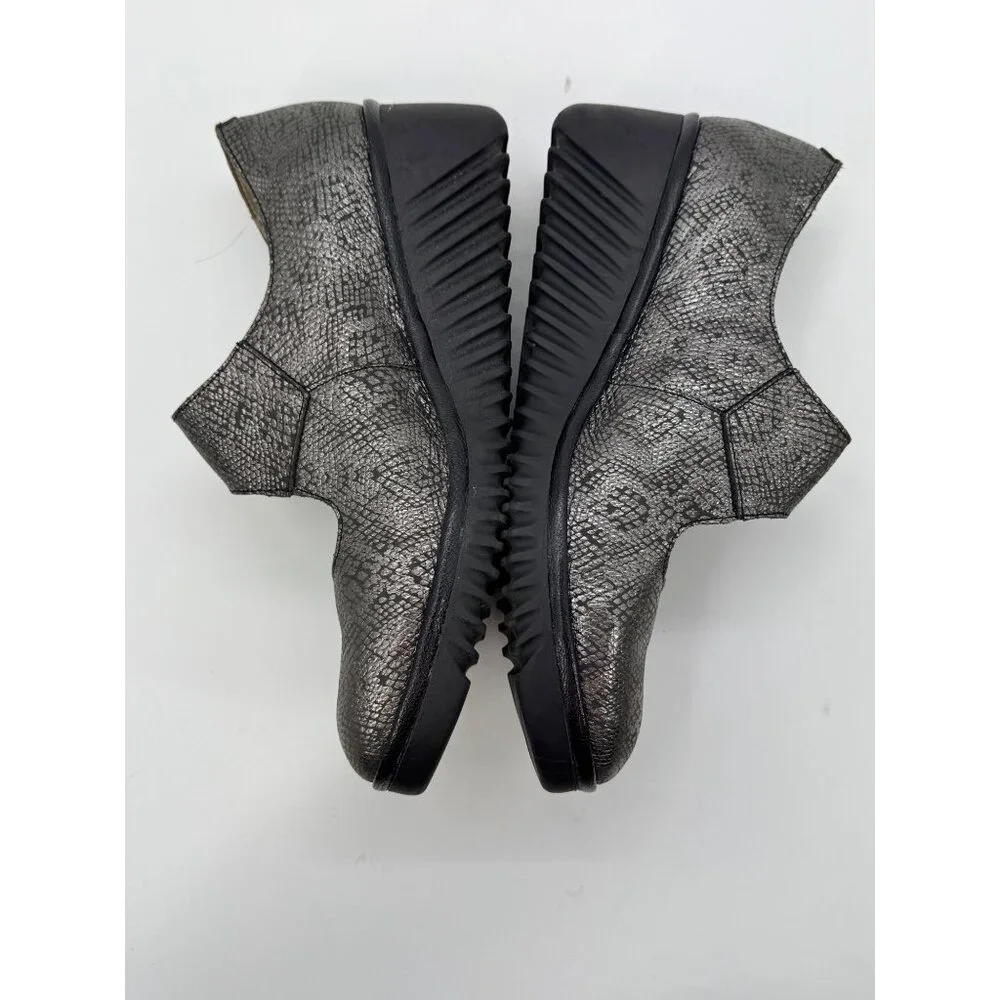 Fly London Metallic Snake Print Mary Jane Comfort Wedge Shoes EU 42 US 10.5 - 11